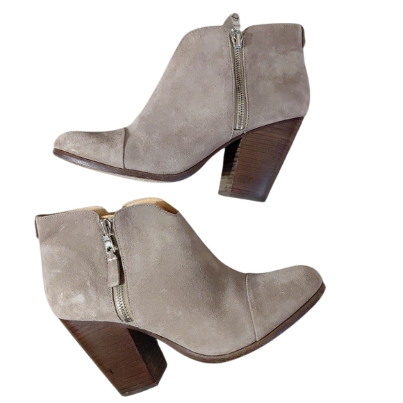 RAG & BONE Margot Ankle Boots Tan Suede Heeled Booties Size 9 EU 39 - Picture 1 of 12